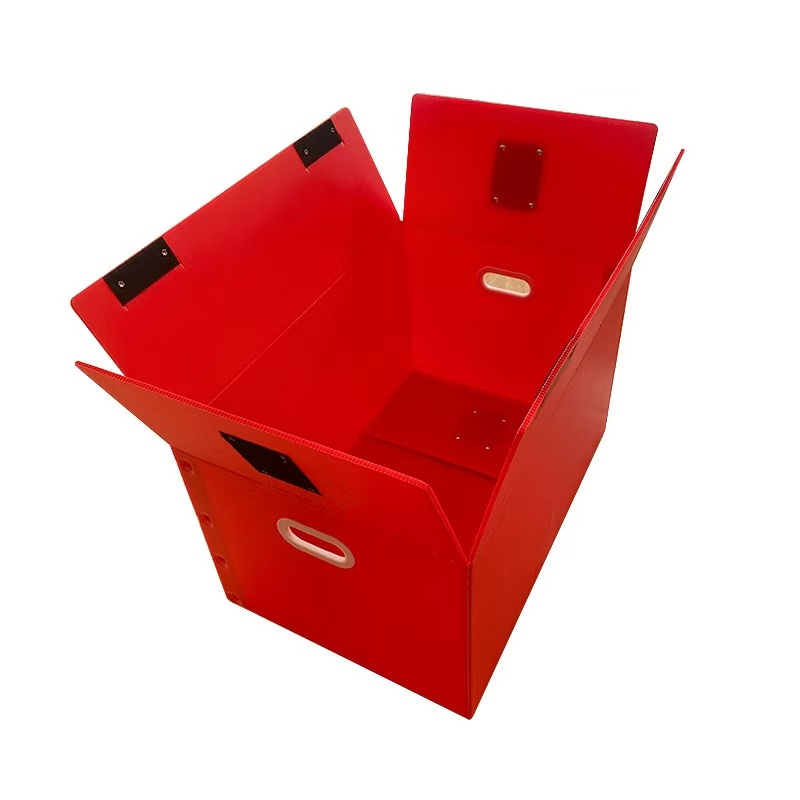 Caja plegable de plástico corrugado PP con solapa de velcro