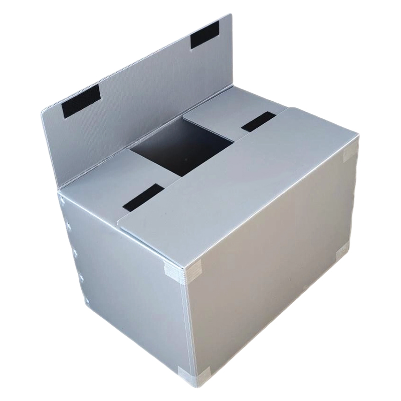 Caja de plástico corflate plegable reutilizable con tapa fija de velcro