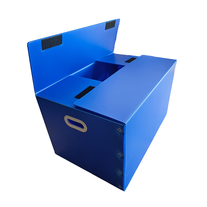 Caja de almacenamiento de plástico corrugado PP con cierre de velcro y orificio para la mano