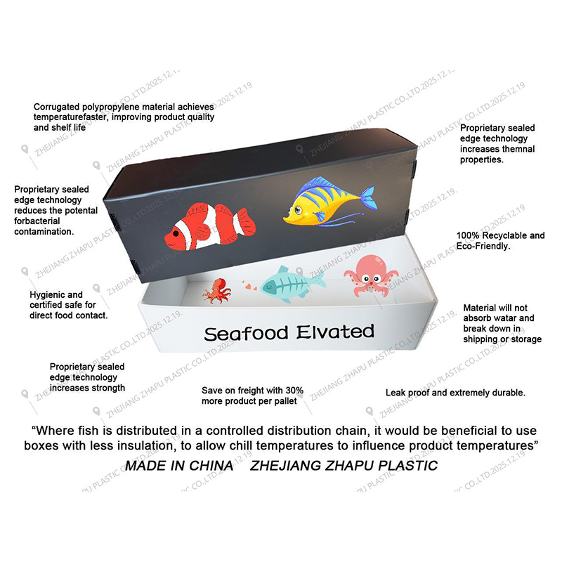 Caja de plástico para mariscos corflate apilable a prueba de humedad