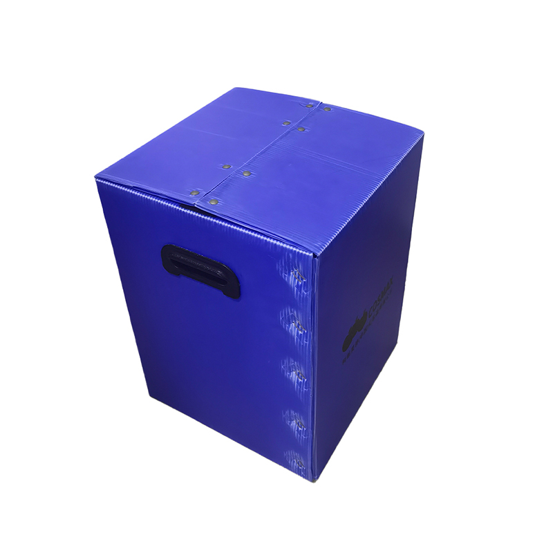 Caja móvil portátil de plástico corrugado PP con orificio para mano y tapa de velcro