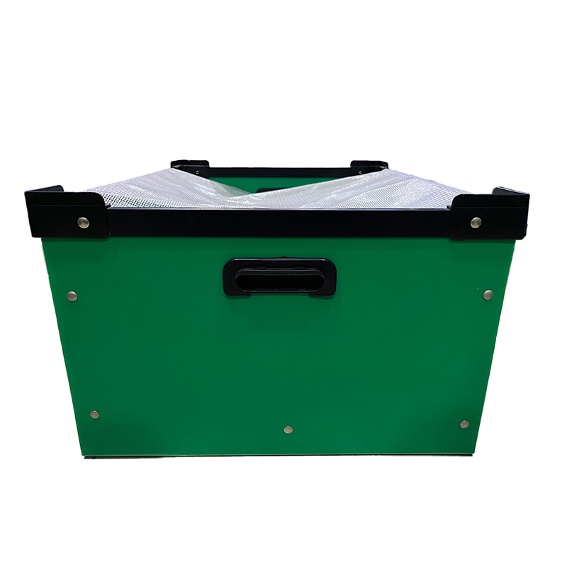 Caja de mano plegable de plástico corrugado con borde reforzado