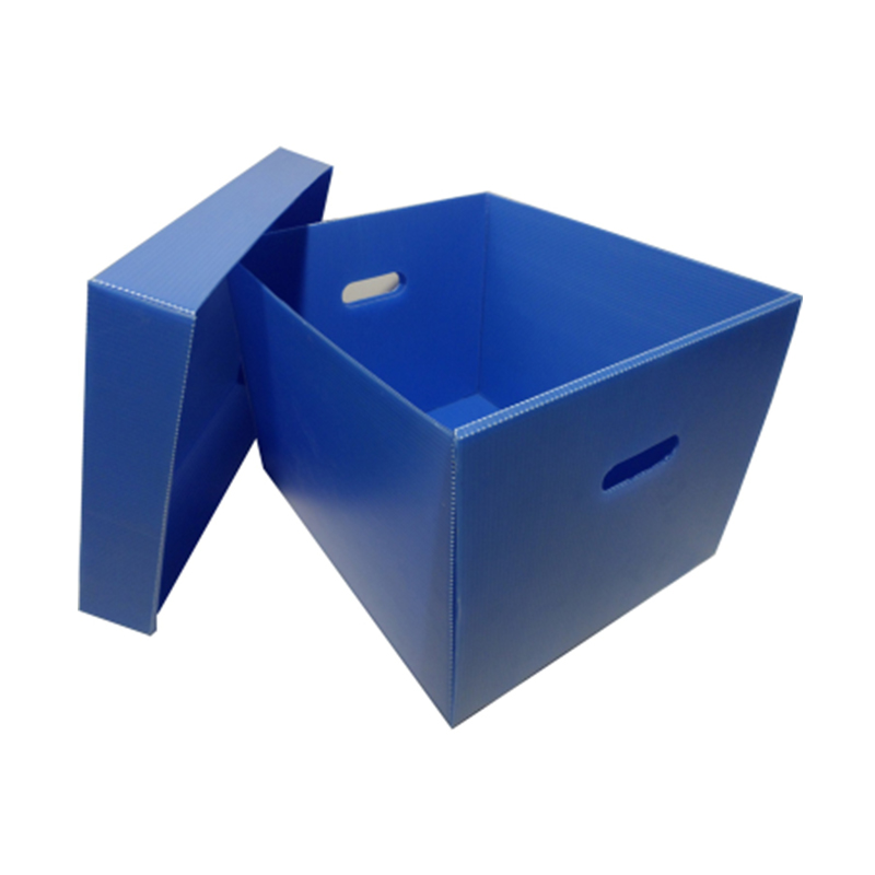 Caja de cubierta superior e inferior de plástico corrugado reutilizable