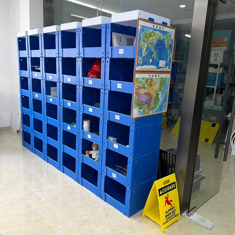 Contenedor de almacenamiento de piezas de tablero hueco de PP Correx apilable