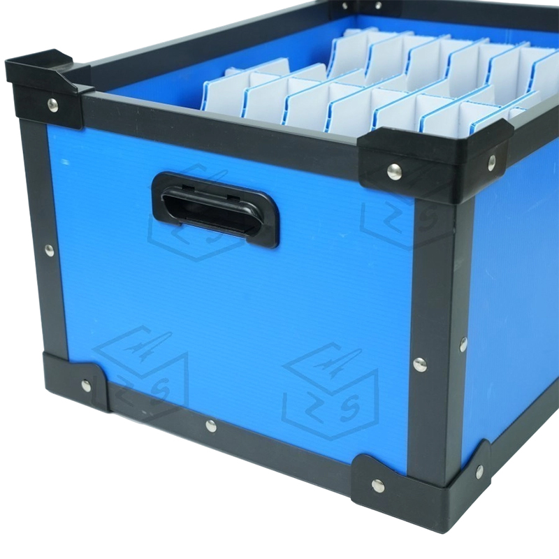 Caja corrugada de PP apilable con divisores de ranura curvos