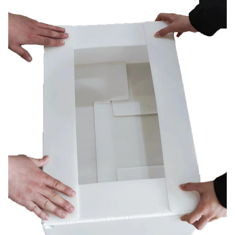 Caja de embalaje de frutas corrugadas de plástico apilable con tapa abierta
