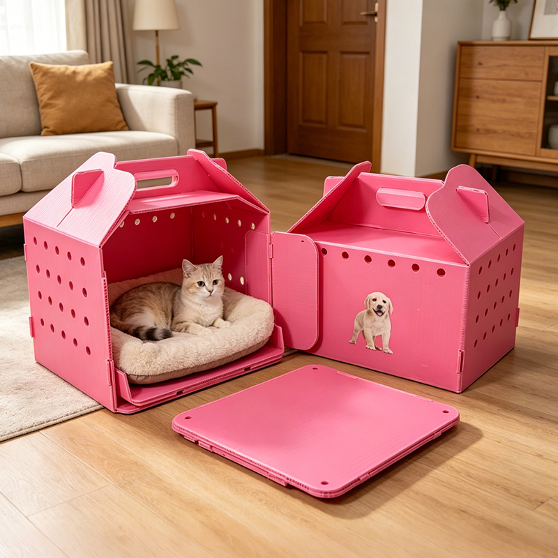 Transportín de plástico corrugado para mascotas